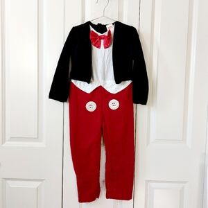 Mickey Mouse Tuxedo Costume size 3-4T Disney Halloween 1 piece *NO Ears*